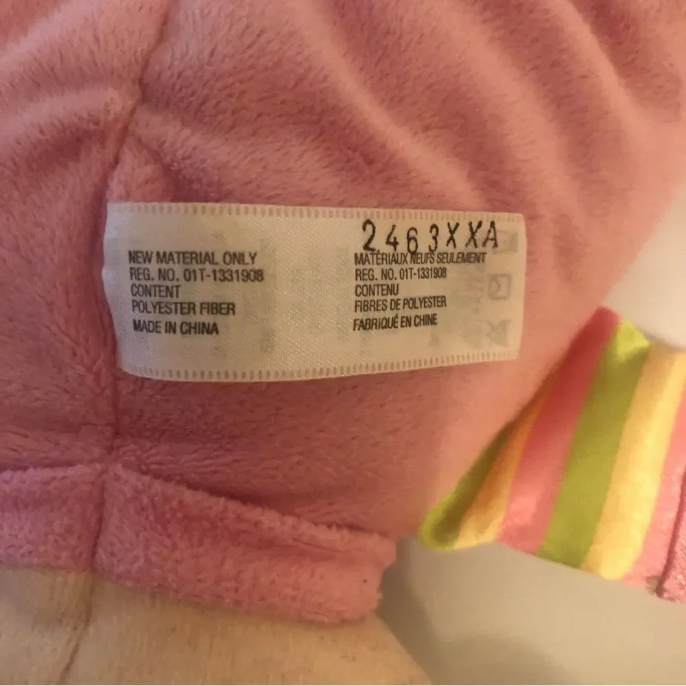 Fischer Price Baby’s First Rattle Doll Pink Plush Stripes & Circles 2008